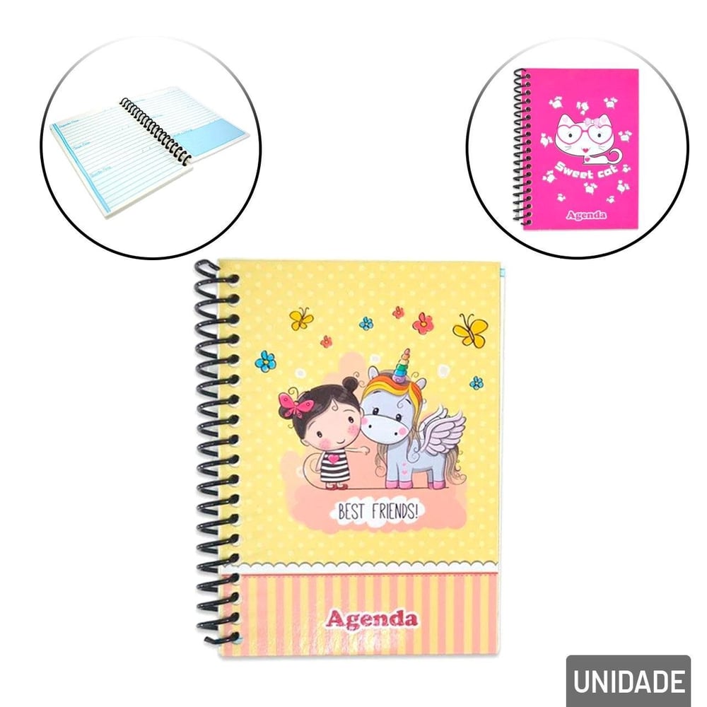 Agenda Permanente 128 FL Espiral Estampas Sortidas