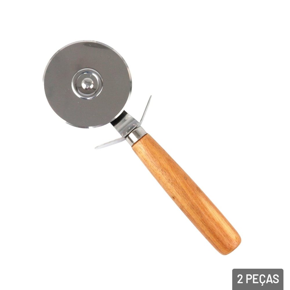 Tábua de Corte Bambu 24x24cm Pizza com Cortador