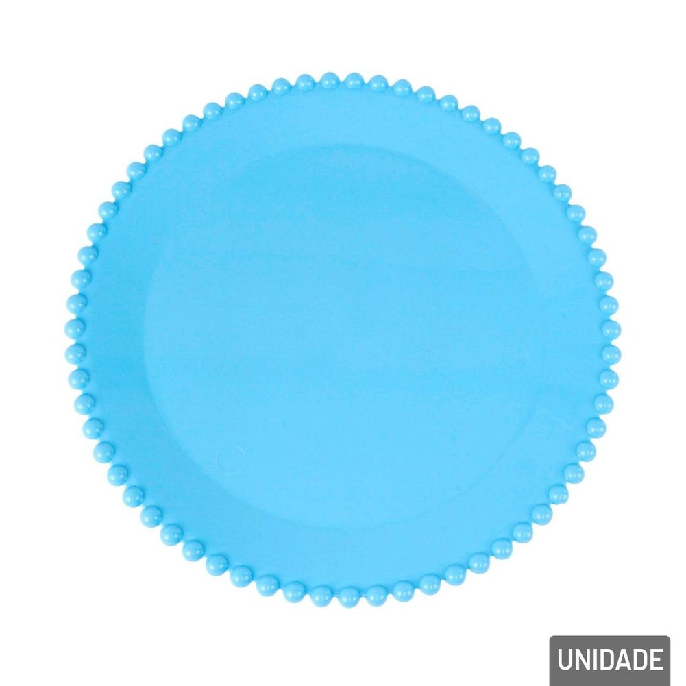 Prato Decorativo Plástico 21cm Redondo Azul