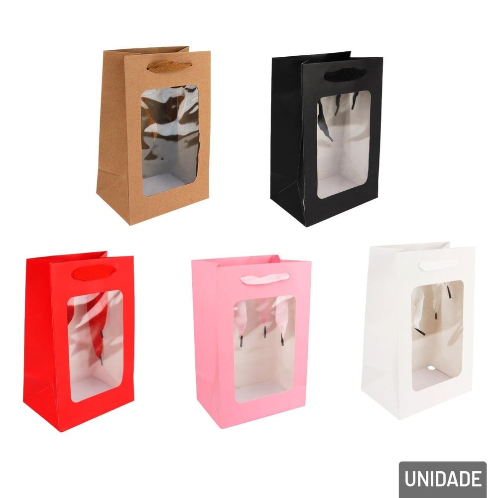 Sacola de Papel 25x16cm com Visor Color