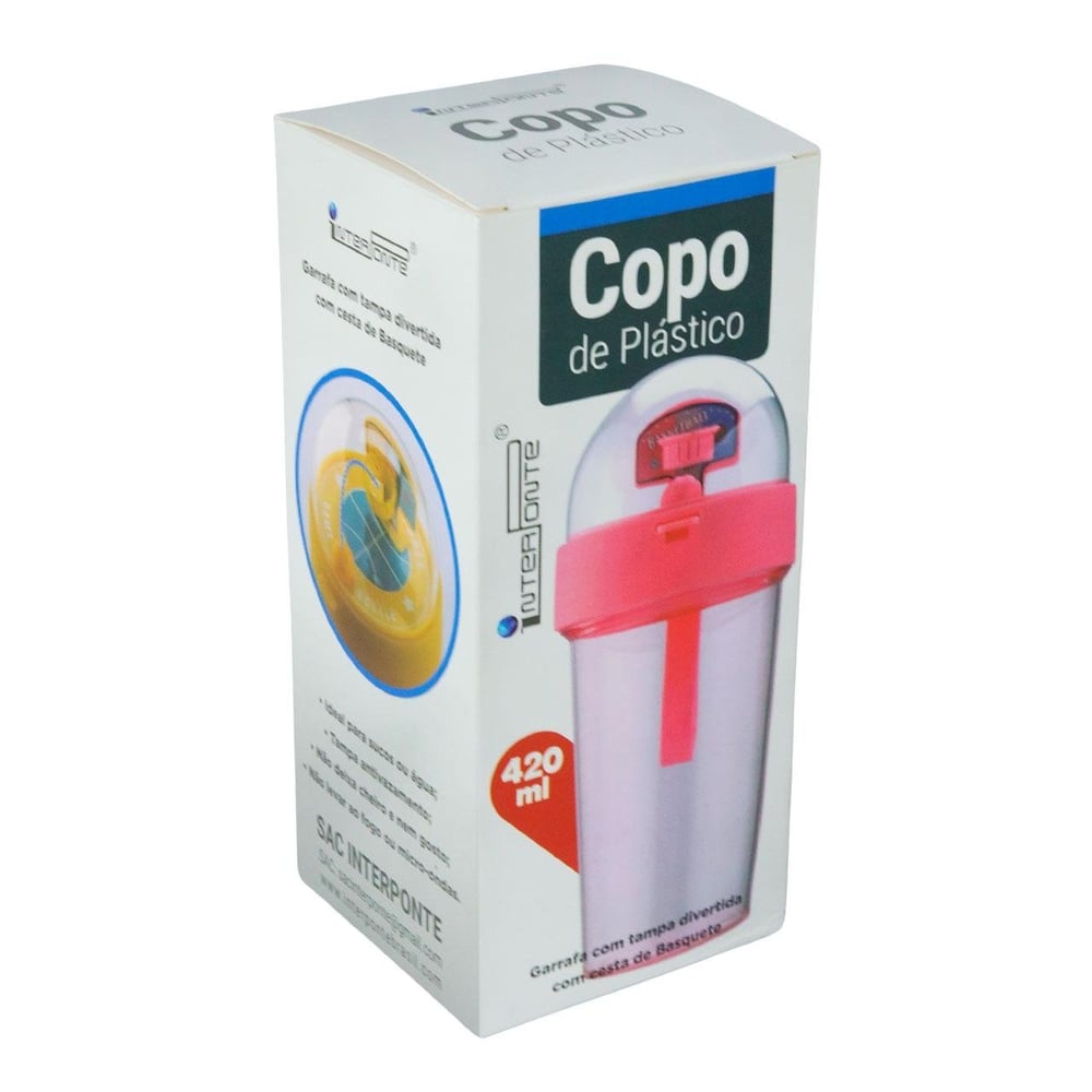 Copo de Plástico 420ml Basquete com Adesivo Color
