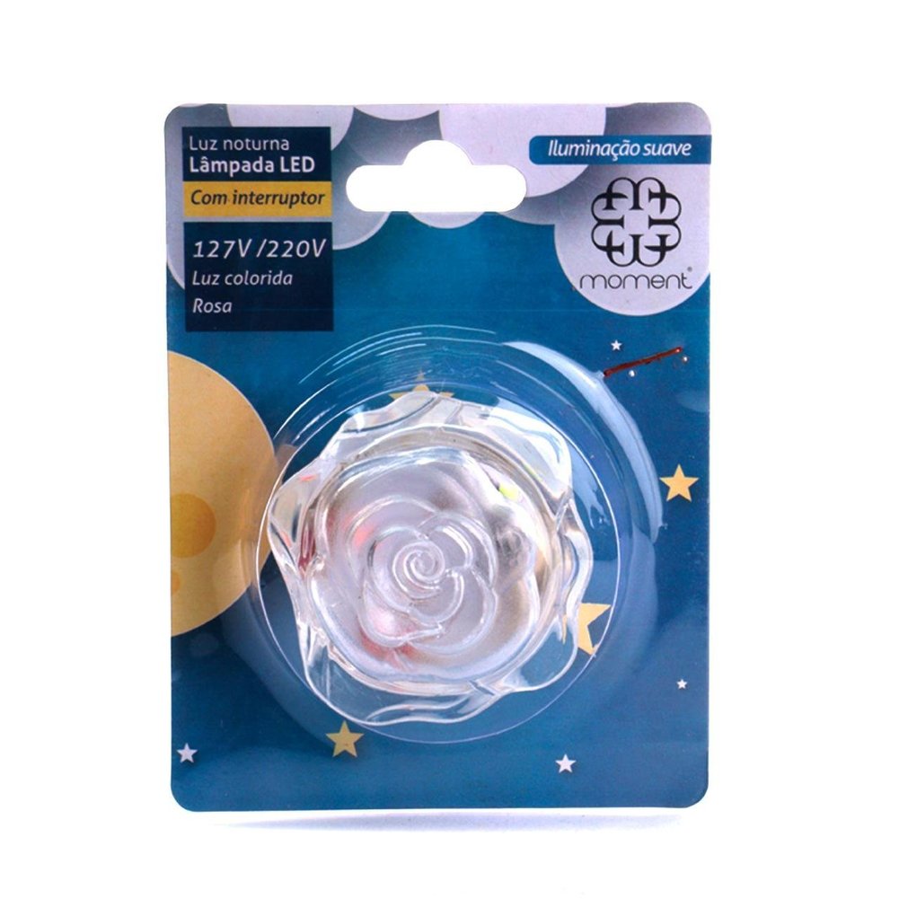 Luminária de Tomada Bivolt Rosa Branco