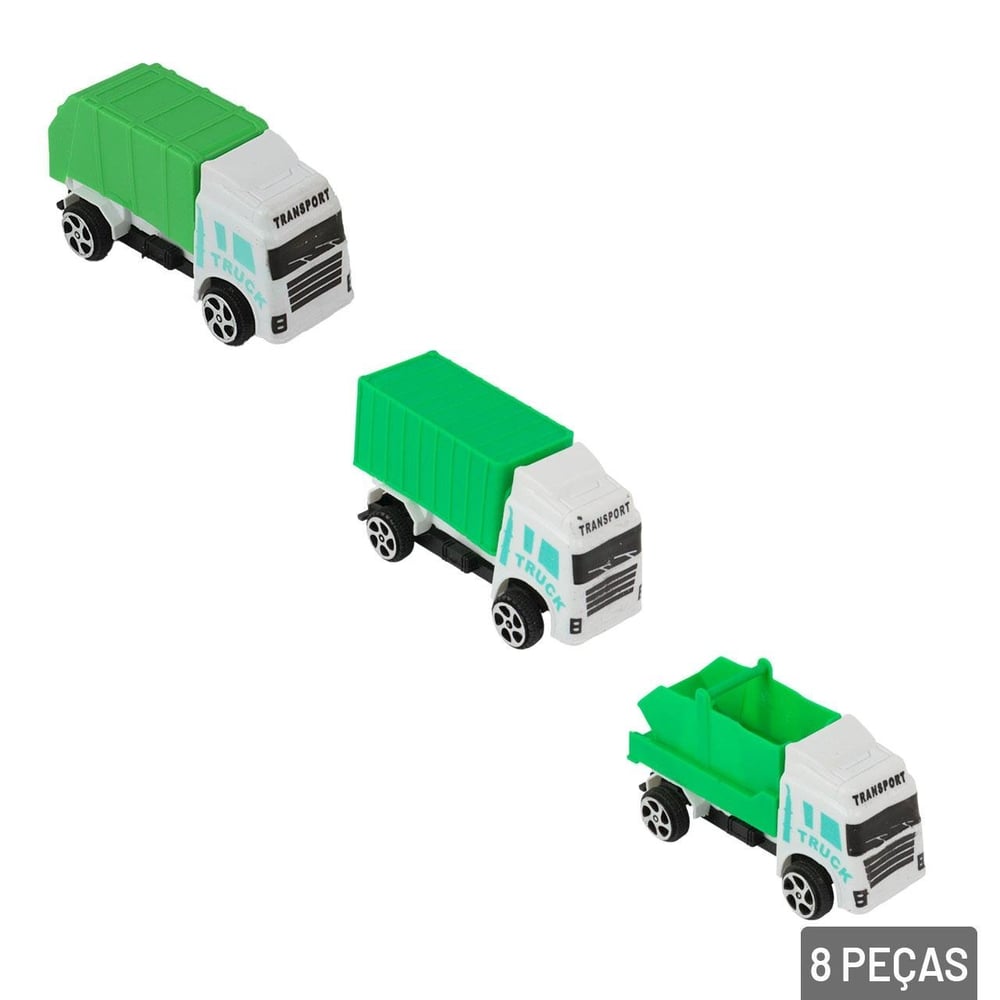 Caminhão Roda Livre Plástico 8 Pçs Reciclagem