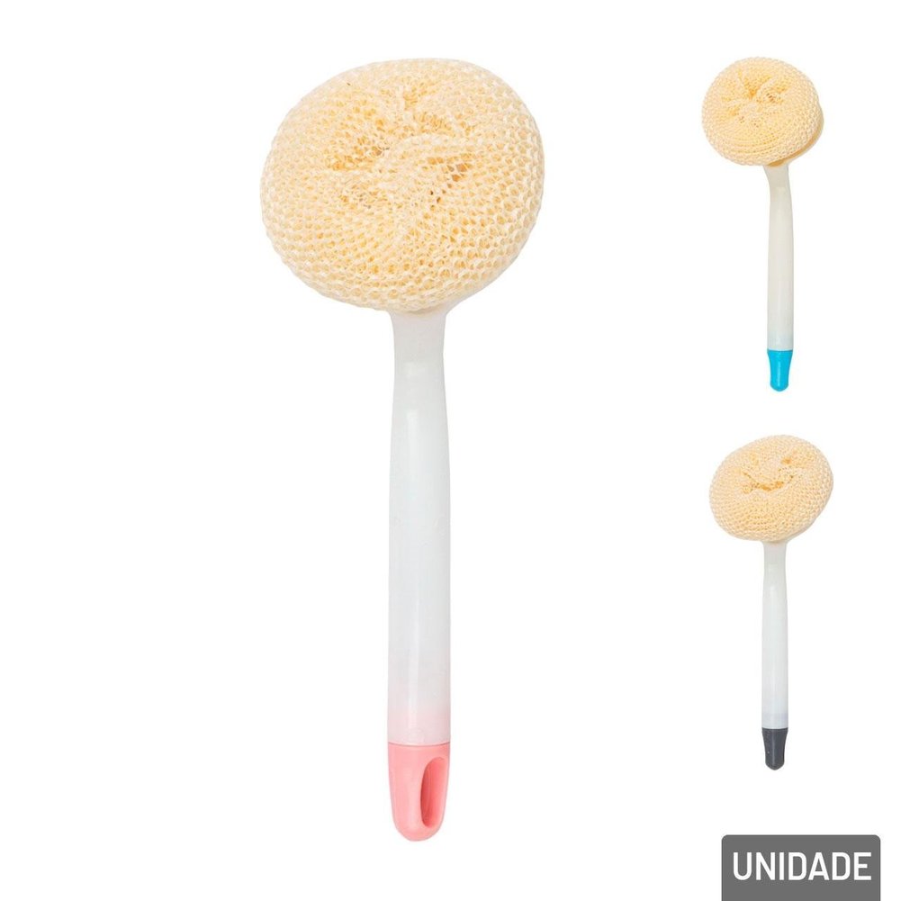 Esponja de Banho Nylon com Cabo e 2 Refis Color