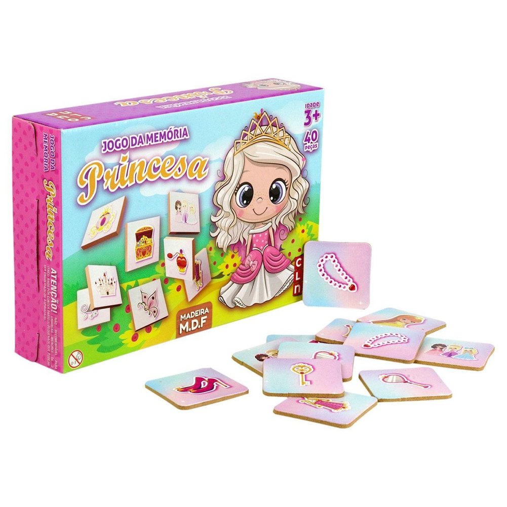 Jogo da Memória Princesas com 40 Peças EM Madeira