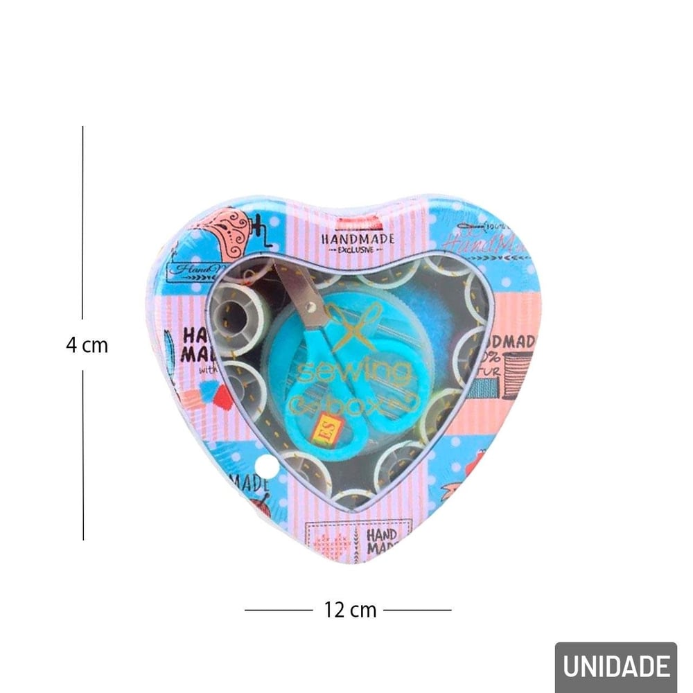 KIT de Costura 42 Peças e Estojo Coração Sortidos