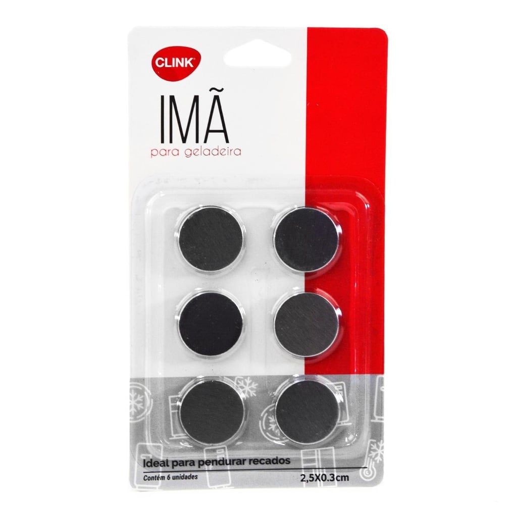 Imã Decorativo 06 Peças 2,5cm Para Recados