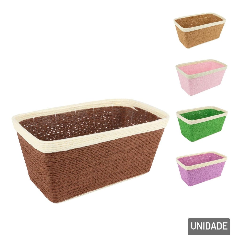 Cesto de Fibra de Papel e Plástico 23x13cm Color
