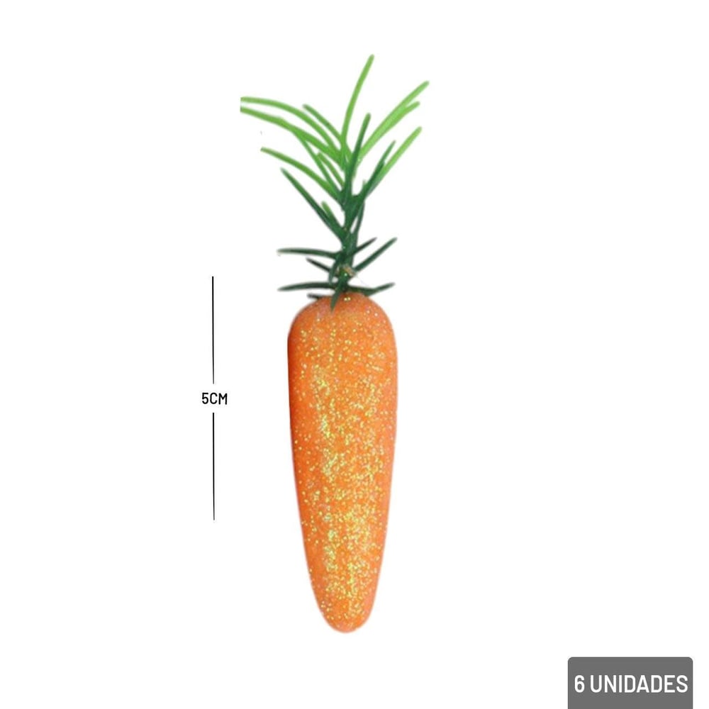 Enfeite de Páscoa Cenouras 6 Peças 5cm