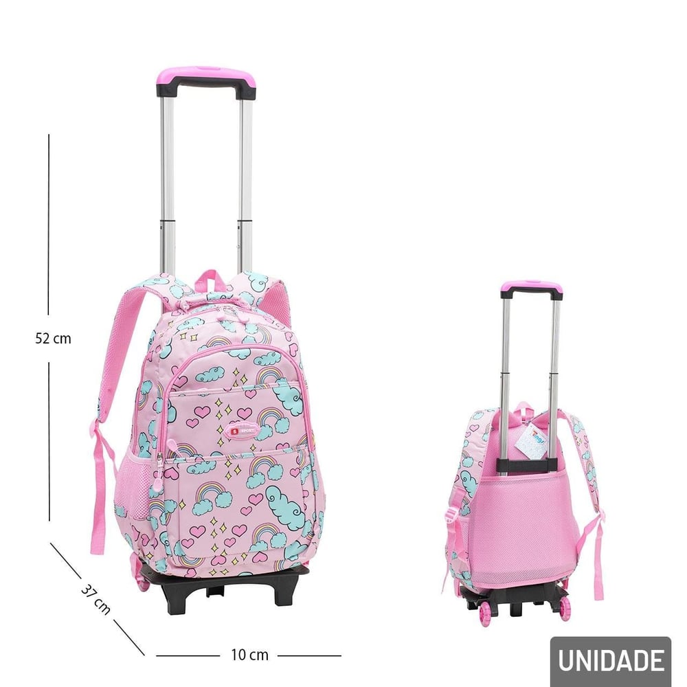 Mochila de Rodas Juvenil Removível Arco-íri