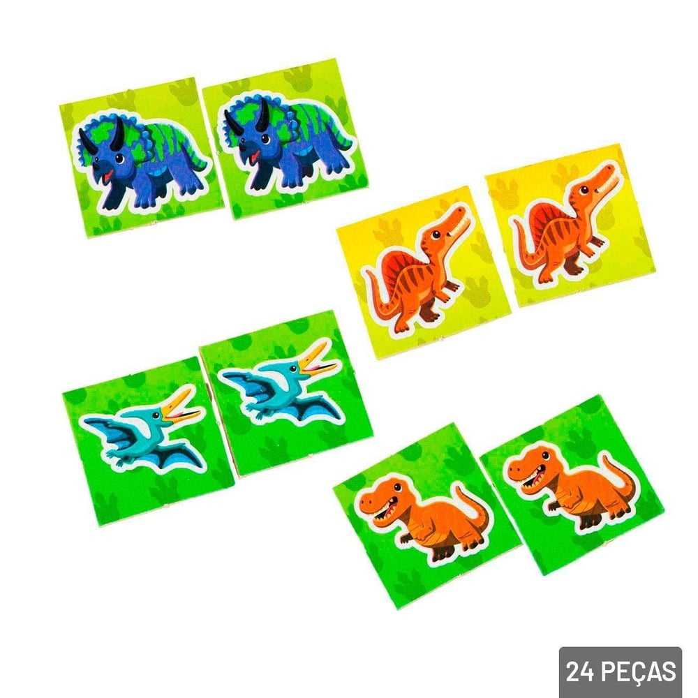 Jogo da Memória 24 Peças Dinossauros