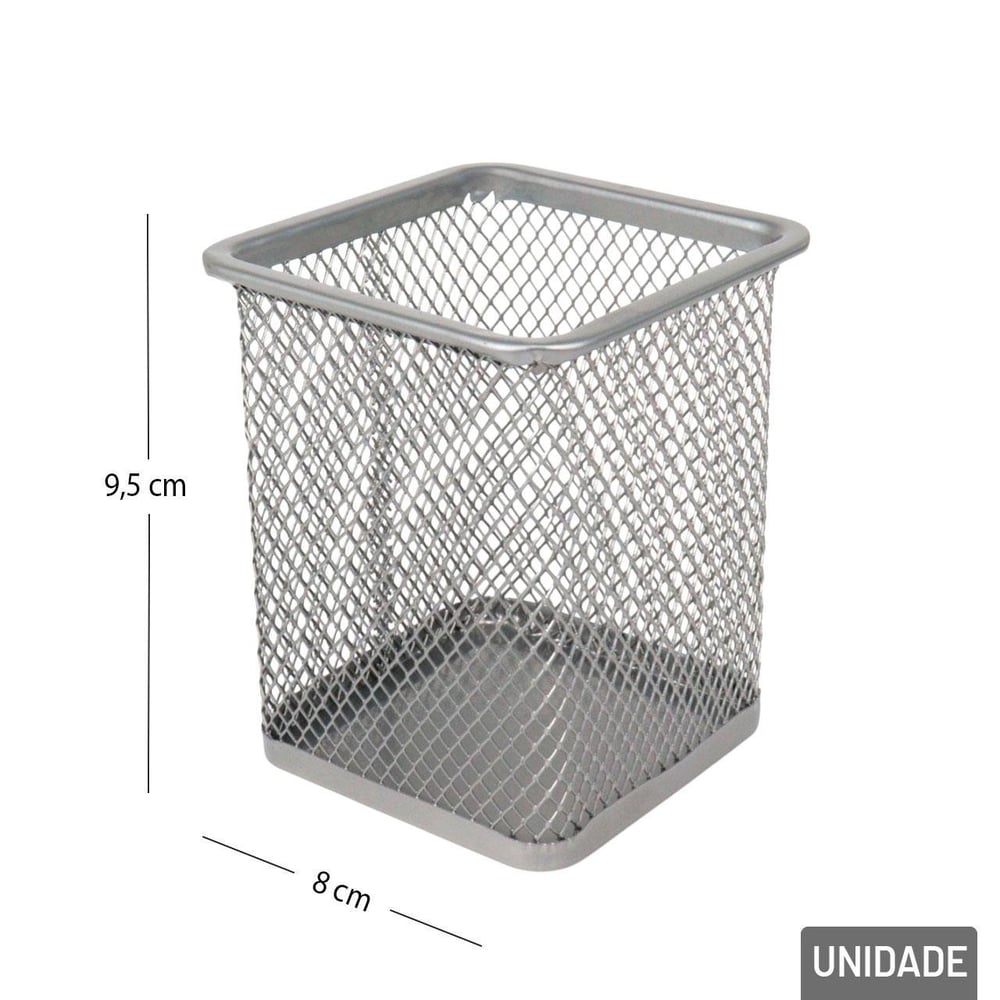 Organizador Multiuso Metal 8x9,8cm Vazado Cinza