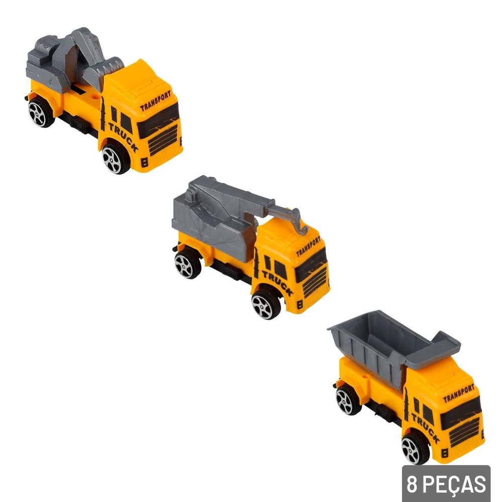 Caminhão Roda Livre Plástico 8 Pçs Construção