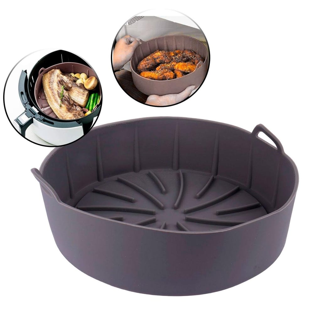 Forma Fritadeira de Silicone 22cm Redonda Cinza