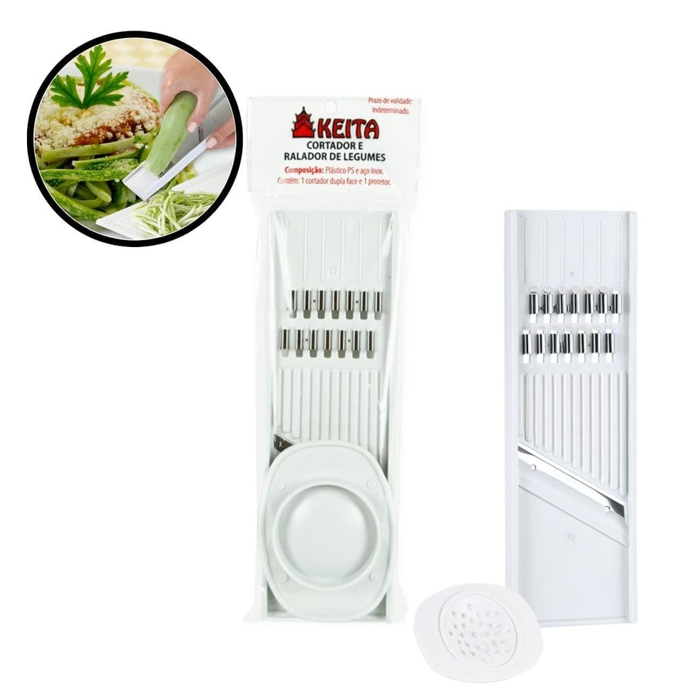 Cortador e Ralador de Plástico 21cm Legumes Branco