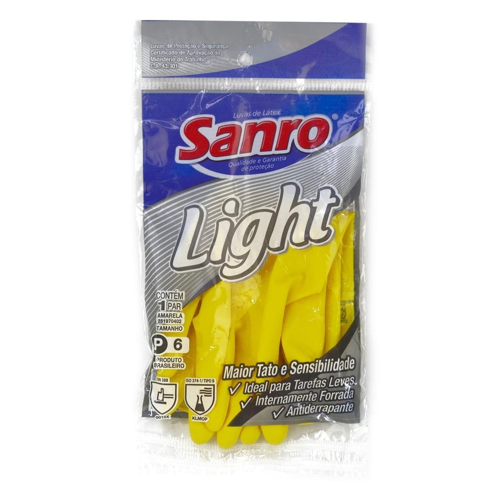 Luva de Látex PAR Tamanho P Multiuso Sanro Light