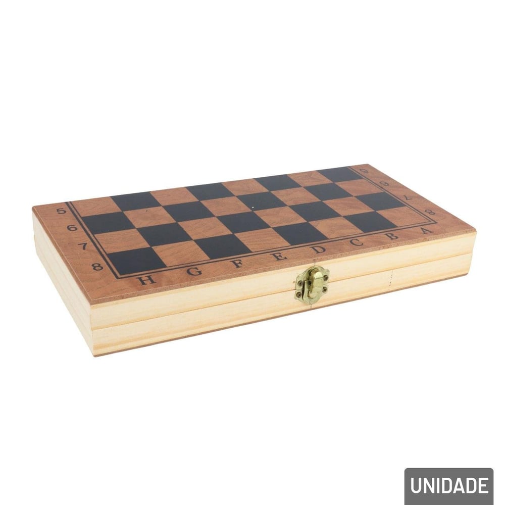 Jogo de Tabuleiro 3 EM 1 Xadrez Dama Gamão