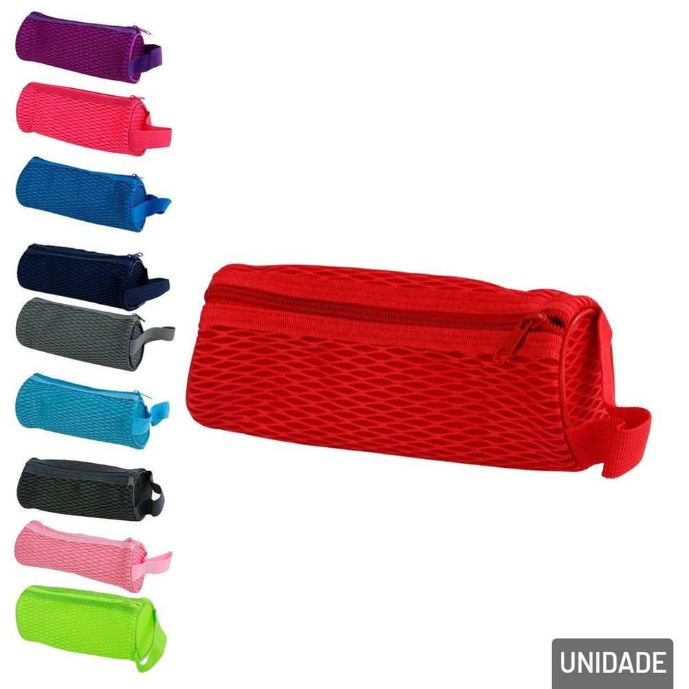 Estojo Escolar 20cm Redondo Malha Color