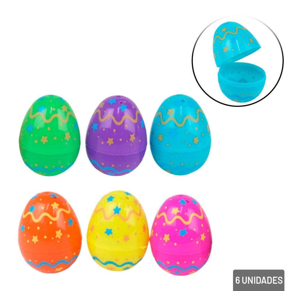 Enfeite de Páscoa Ovos 6 Peças 6cm Surpresa Color