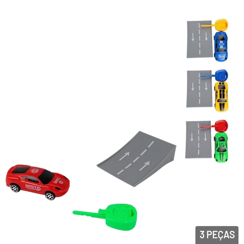 Carrinho com Lançador 3 Peças com Rampa Color