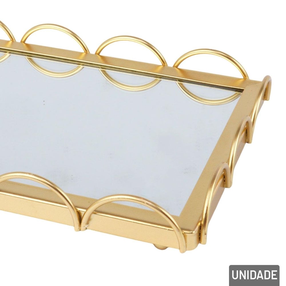 Bandeja Decorativa de Ferro 16x26cm Espelho