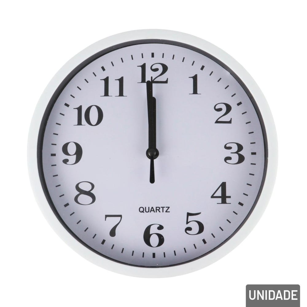 Relógio Analógico de Parede 19cm Redondo Branco