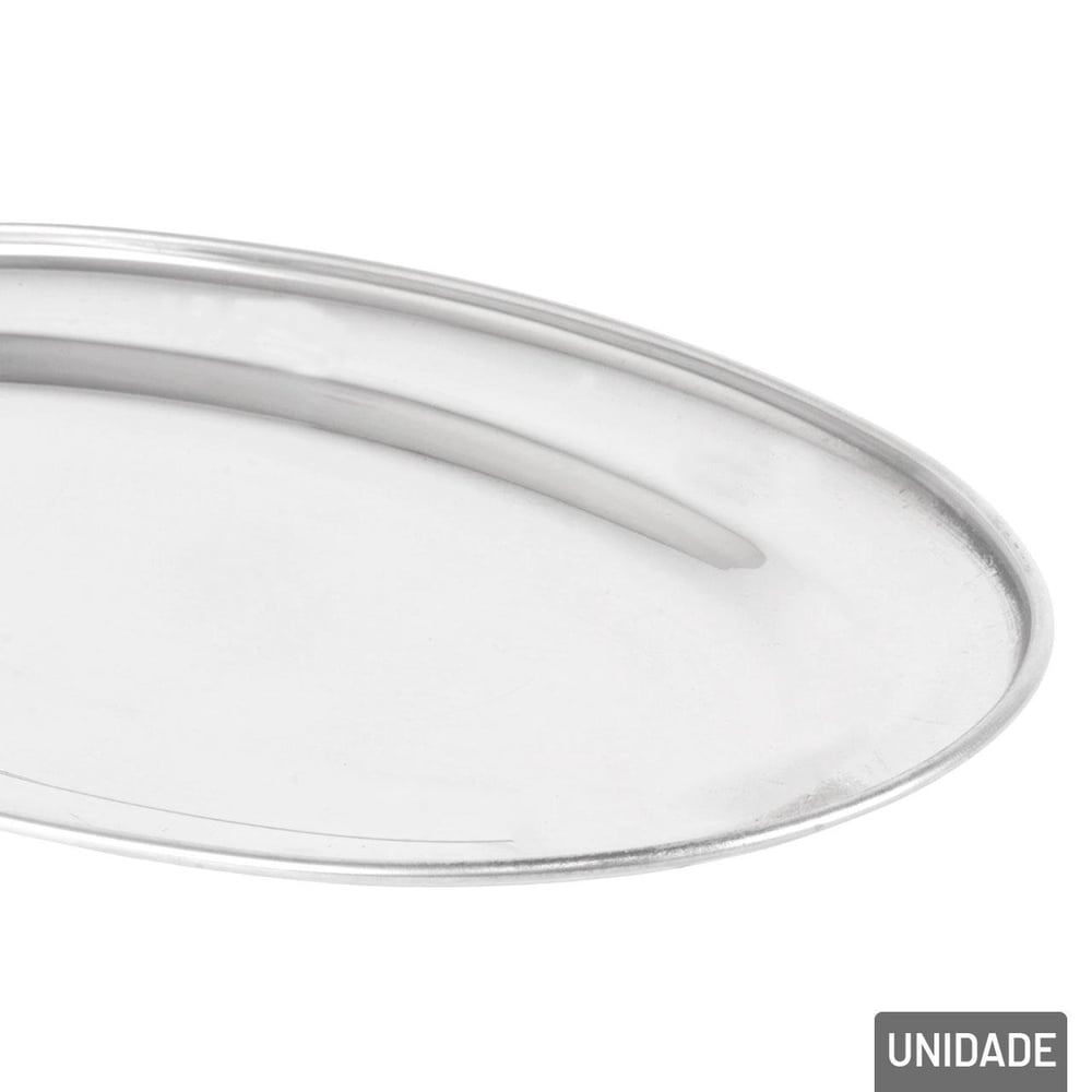 Bandeja de Inox 29x18cm Oval Prata