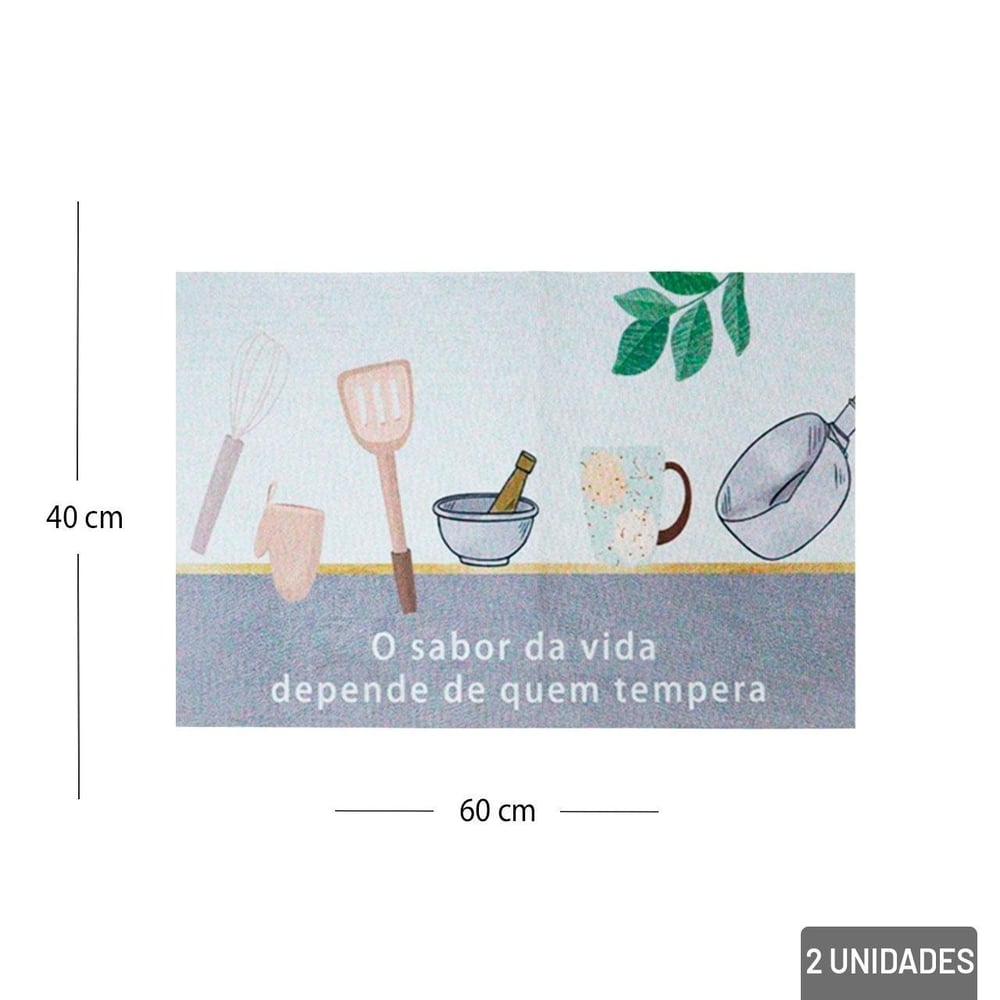 KIT Tapete de Poliéster 2 Peças Estampa de Cozinha