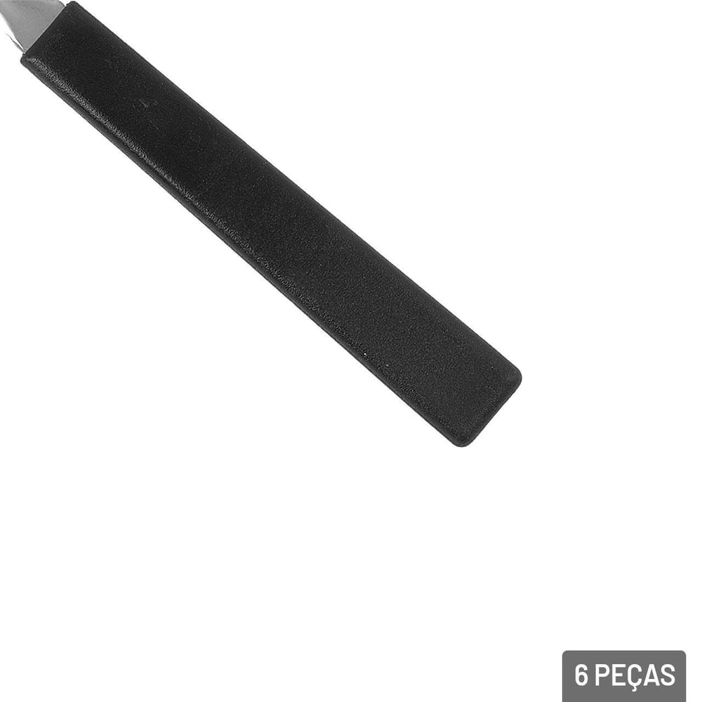 Garfo de Mesa Inox 6 Peças OPA Cabo Plástico Preto