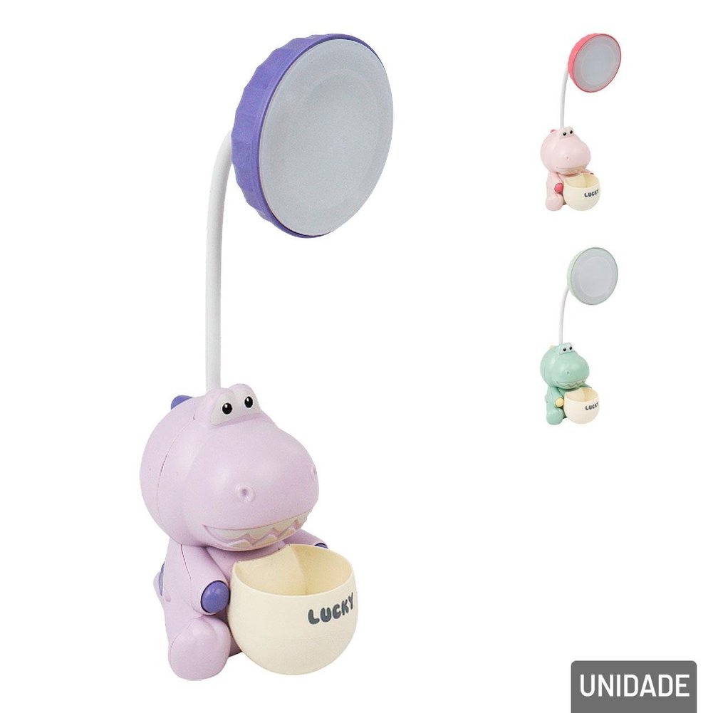 Luminária de Mesa 25cm EM LED Dinossauro Color