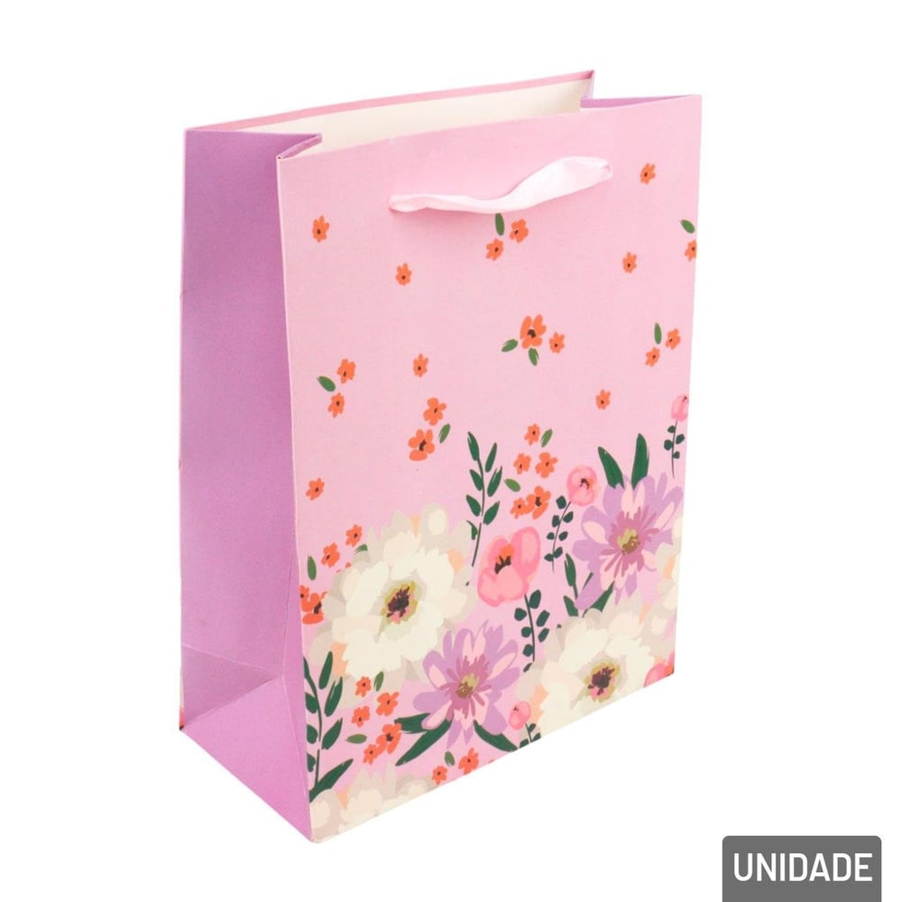 Sacola de Papel 23x18cm Flores Sortidas