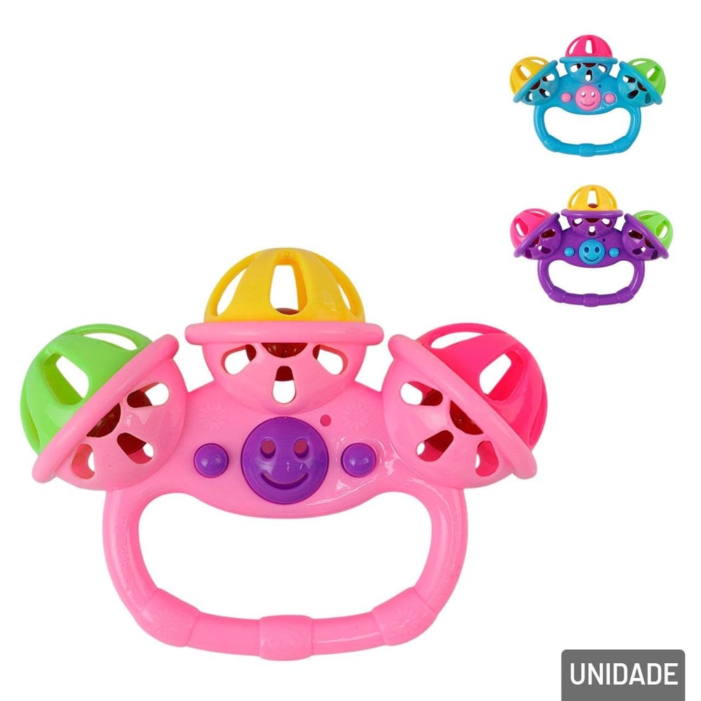 Chocalho Para Bebê 10cm Triplo Color