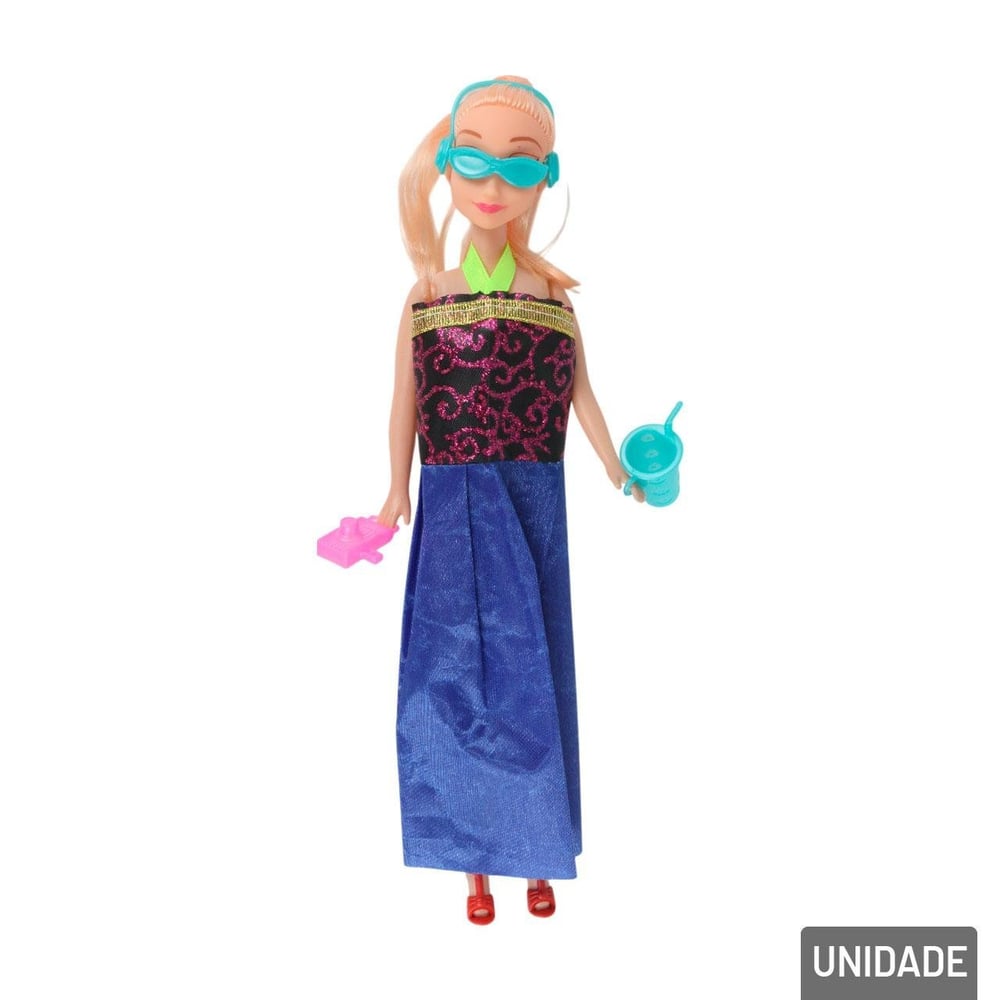 Boneca de Plástico com Acessórios 4 Peças Sortidas