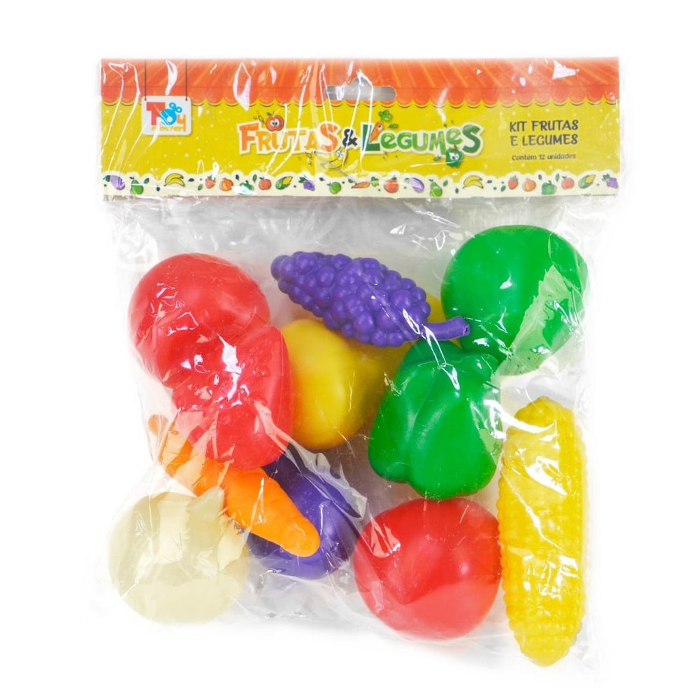 KIT Cozinha de Plástico 12 Peças Frutas Legumes
