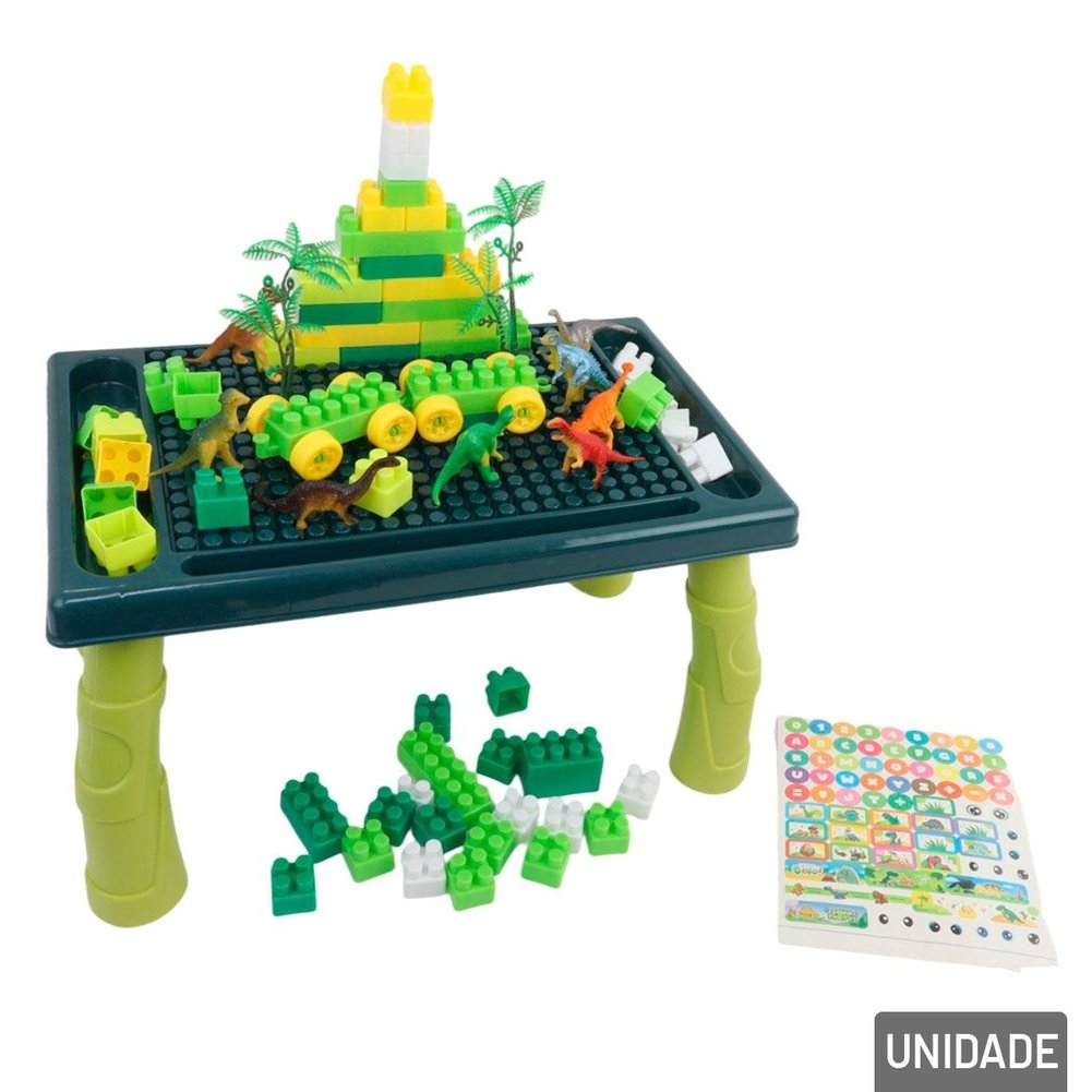 Mesa com Blocos de Montar 80 Pçs Dino Mega Inblox