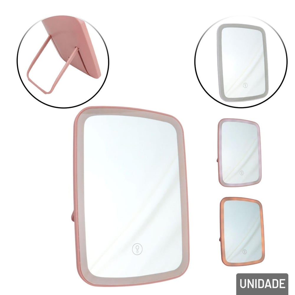 Espelho de Mesa 24x17cm com LED Retangular Color