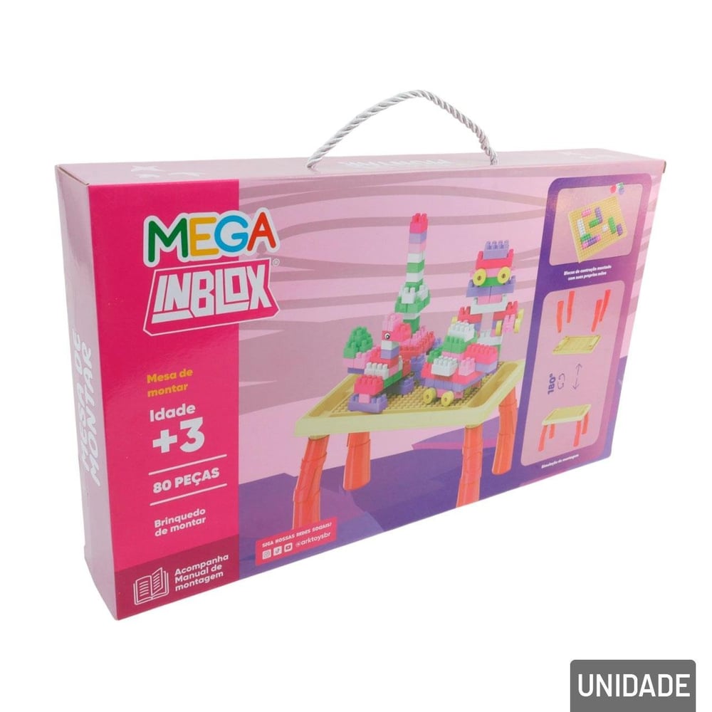 Mesa com Blocos de Montar 80 Peças Mega Inblox
