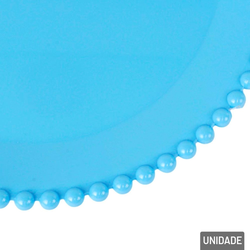 Prato Decorativo Plástico 21cm Redondo Azul