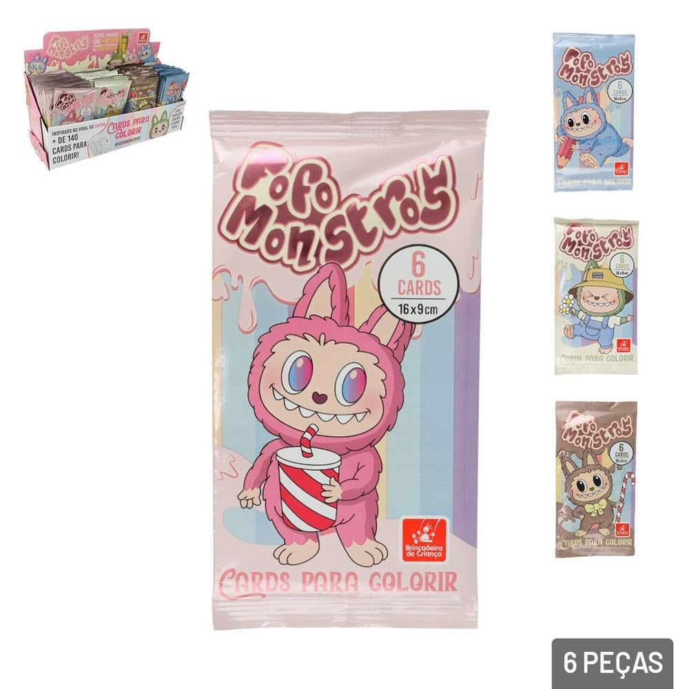 Cards Para Colorir 6 Pçs Monstros Fofos Sortidos