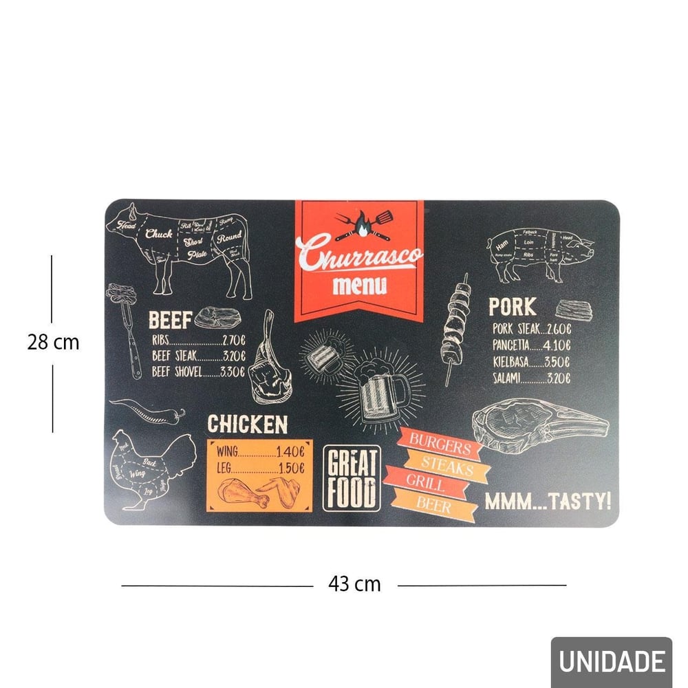 Jogo Americano de PVC 43x28cm Churrasco