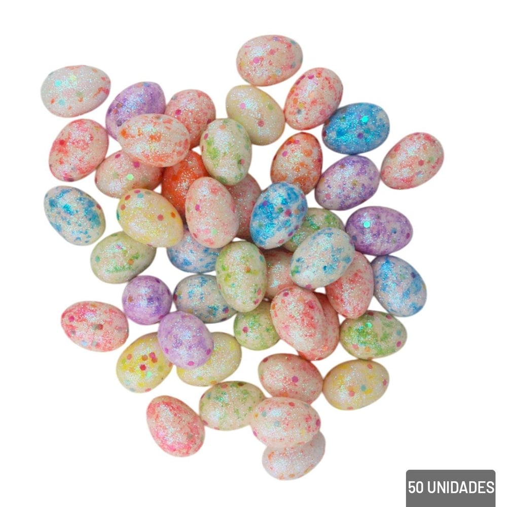 Enfeite de Páscoa Ovos Decorados 50 Peças Colorido