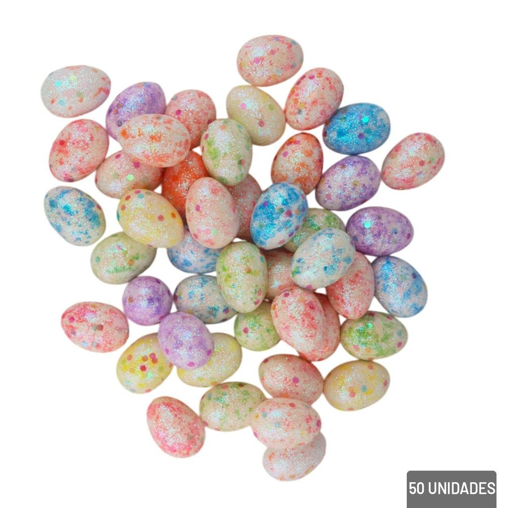 Enfeite de Páscoa Ovos Decorados 50 Peças Colorido