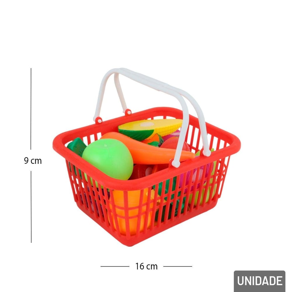 Cesto de Mercado Infantil 12 Peças Frutas Legumes