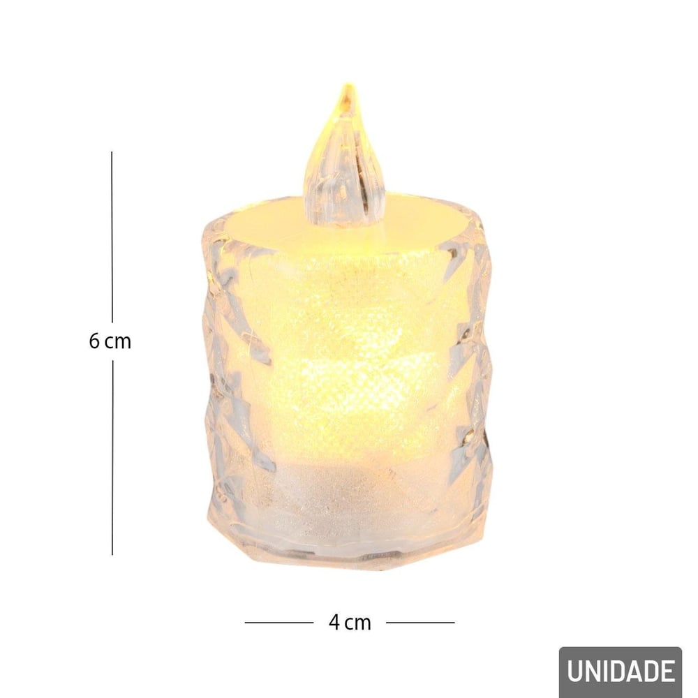 Vela Decorativa LED 6cm Texturizada Transparente