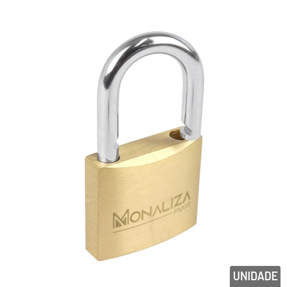 Cadeado 38mm com 3 Chaves Haste Curta Latão