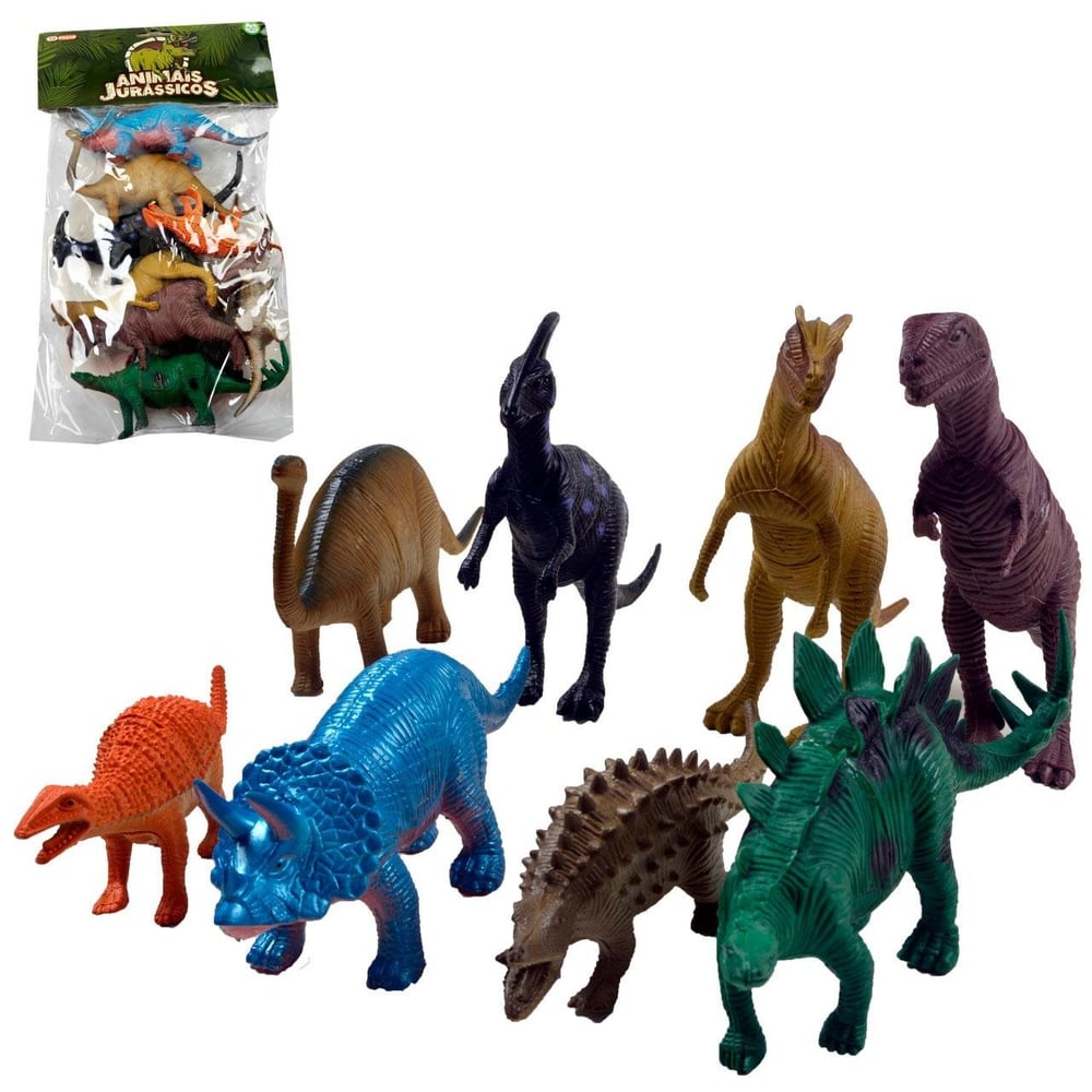 KIT Animais de Plástico 12 Peças Dinossauro