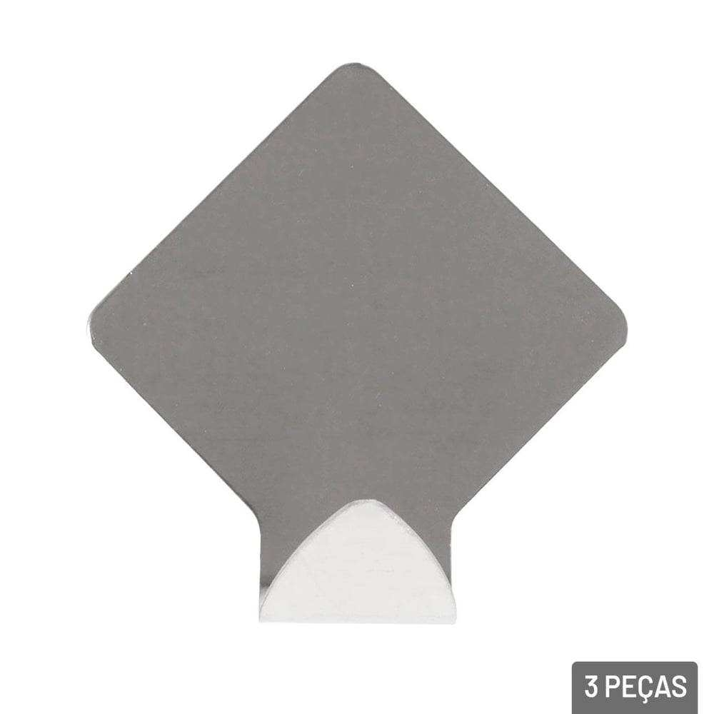Gancho de Metal 3 Pçs 5cm Adesivo Cromado Sortidos