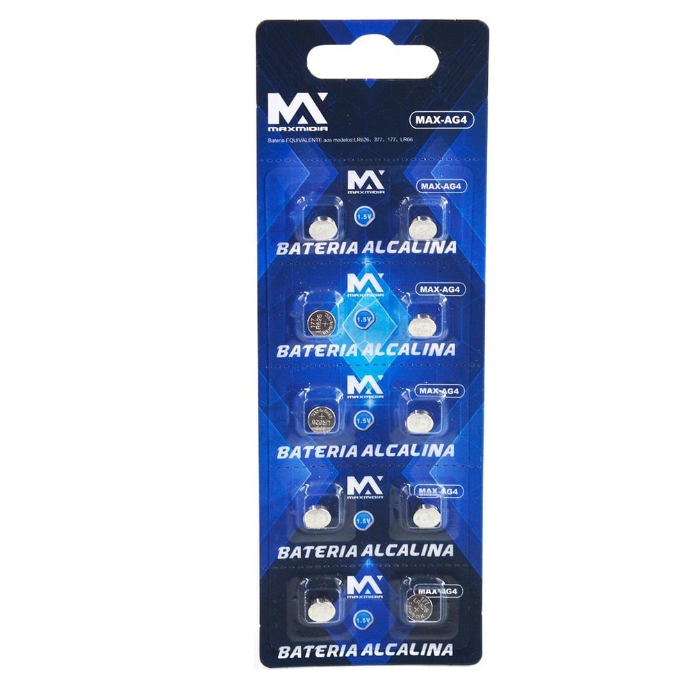 Bateria Botão Alcalina LR626 AG4 1,5V 10 Peças