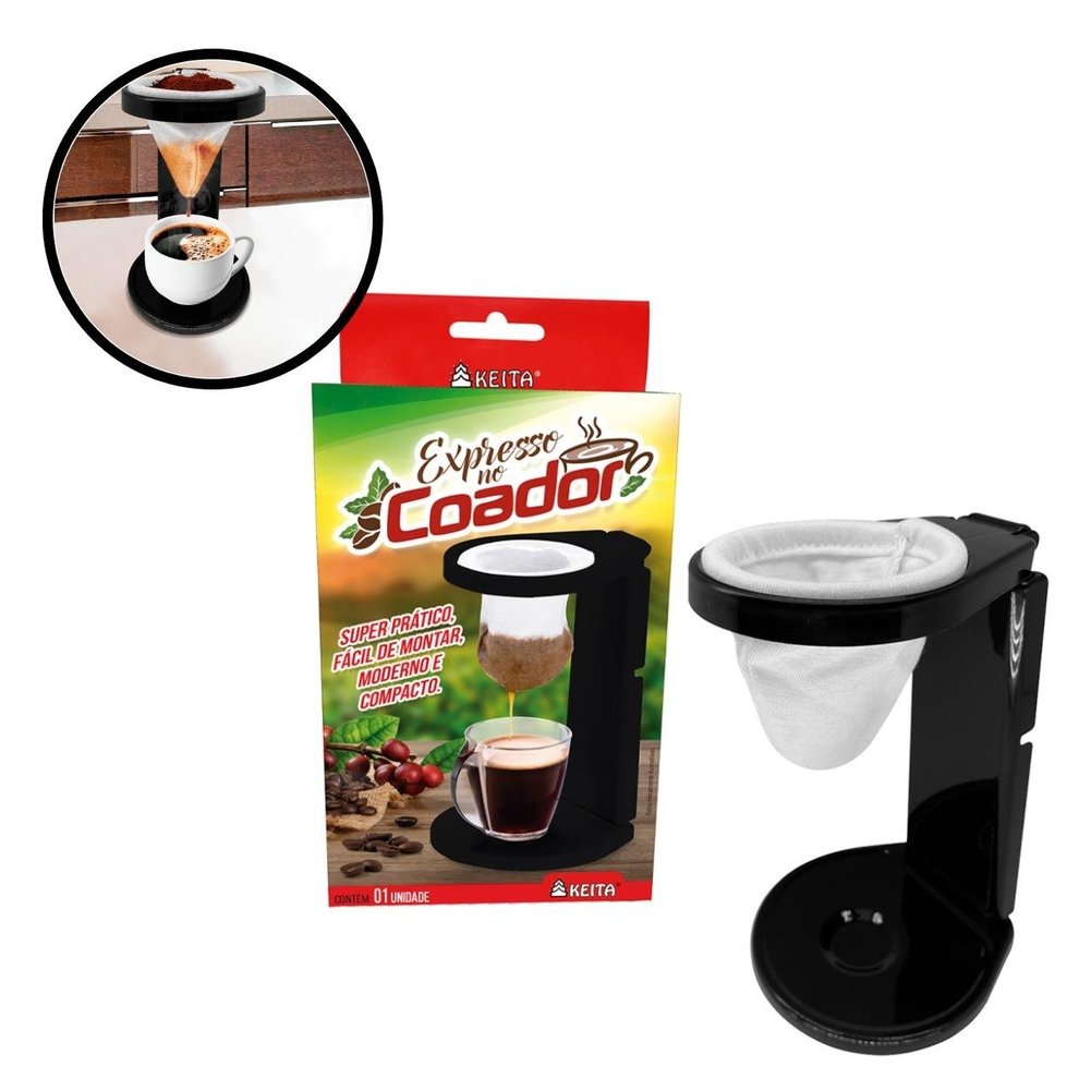 Coador de Café Pano 17cm com Suporte Dobrável