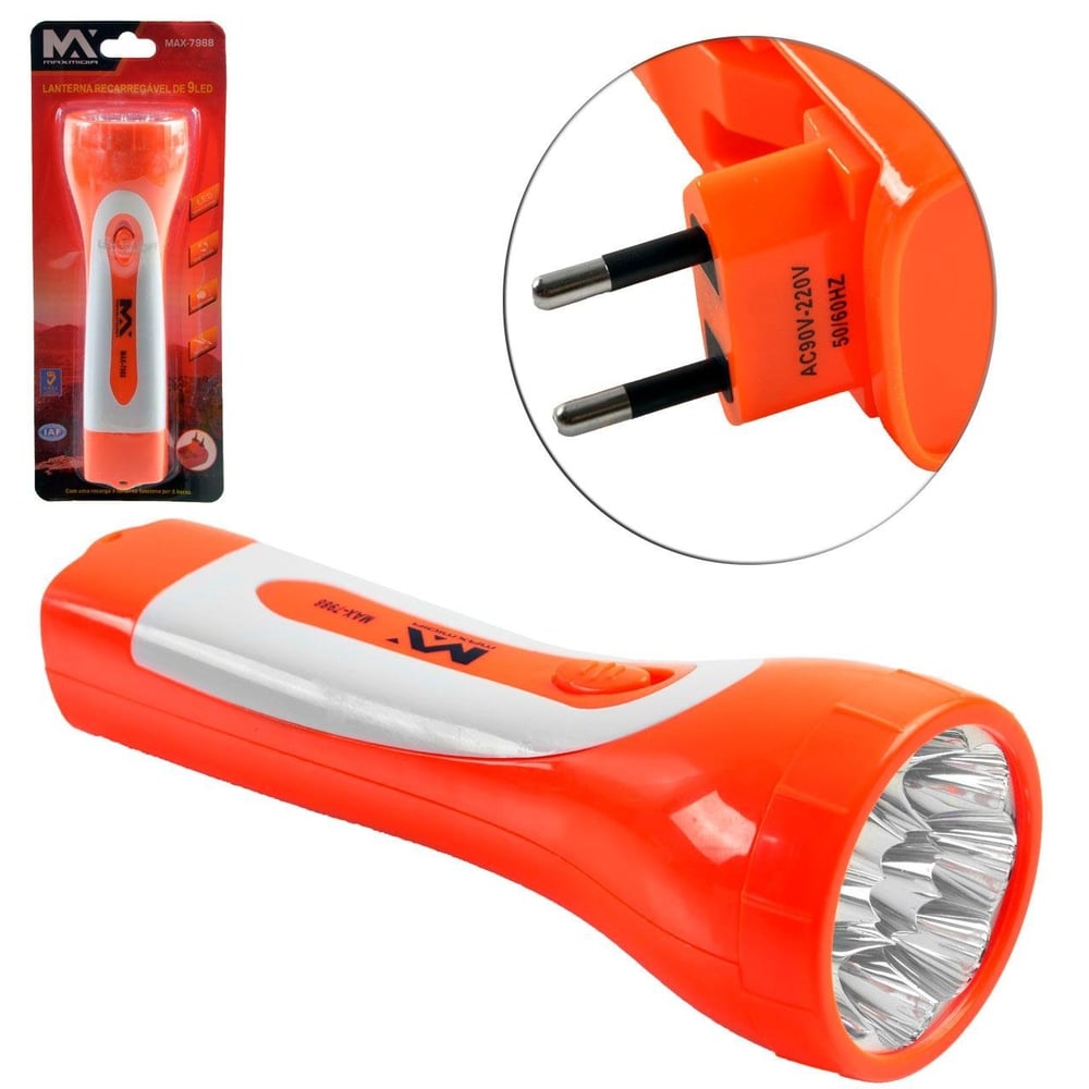 Lanterna Recarregável Bivolt 9 LED Color